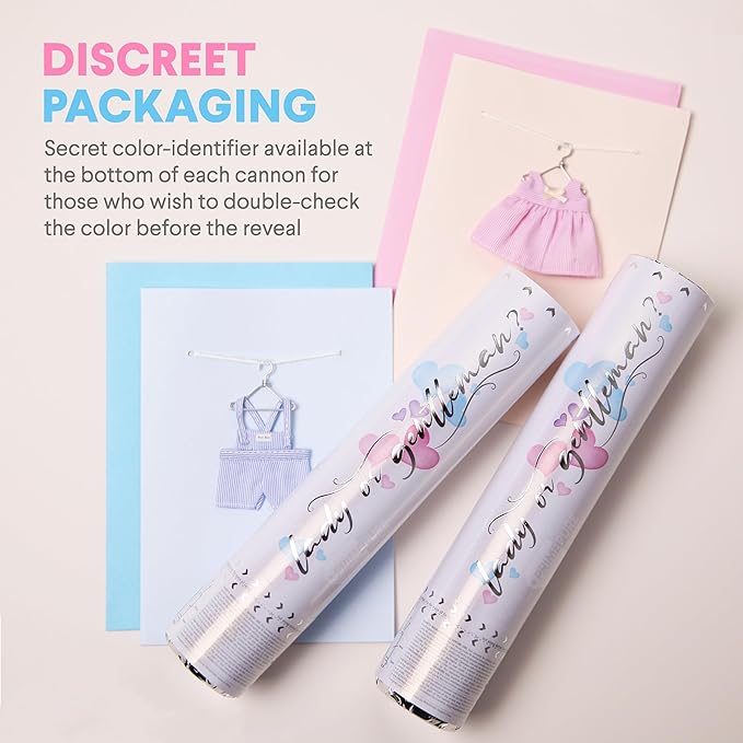 PrimePure Gender Reveal Confetti Cannon - Biodegradable Powder & Heart Shaped Confetti Poppers - Blue, 4 Pack - Baby Boy Gender Reveal Smoke Bombs - Powder Cannon Party Poppers Blue Party Supplies