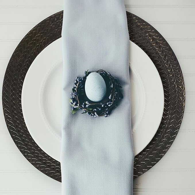 13" Antique Black Leaf Trim Round Charger Plates for Dinner, Table Chargers Plates Bulk, 6Pcs