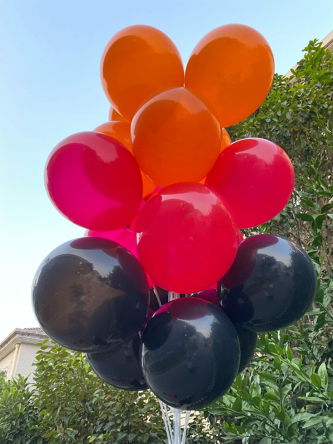 60 Pcs 12-Inch Latex Graduation Balloons in Black, Orange, and Red - Perfect for Halloween, Graduation, Birthday, Baby Shower, and Party Decorations