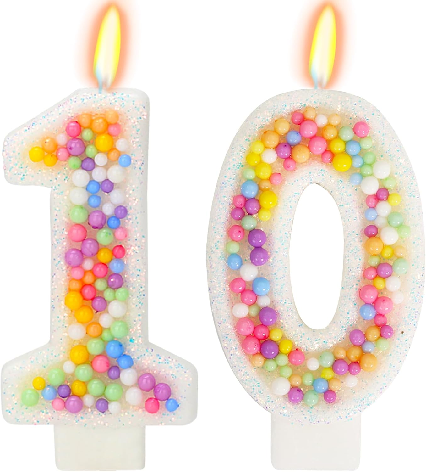 10th Birthday Candle for Cake, Colorful Macaron Numeral Candles for Boys/Girls, Theme Birthday Party Cake Decorations, Cake Topper for Birthday Party Supplies (Number 10)
