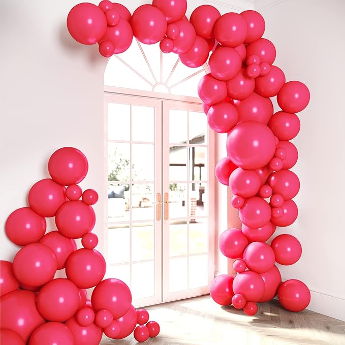 HOUSE OF PARTY Hot Pink Balloons Garland for Valentine's Day - 5/12/18 Inch | Balloons for Graduation Party, Wedding, Anniversary and Easter Decorations