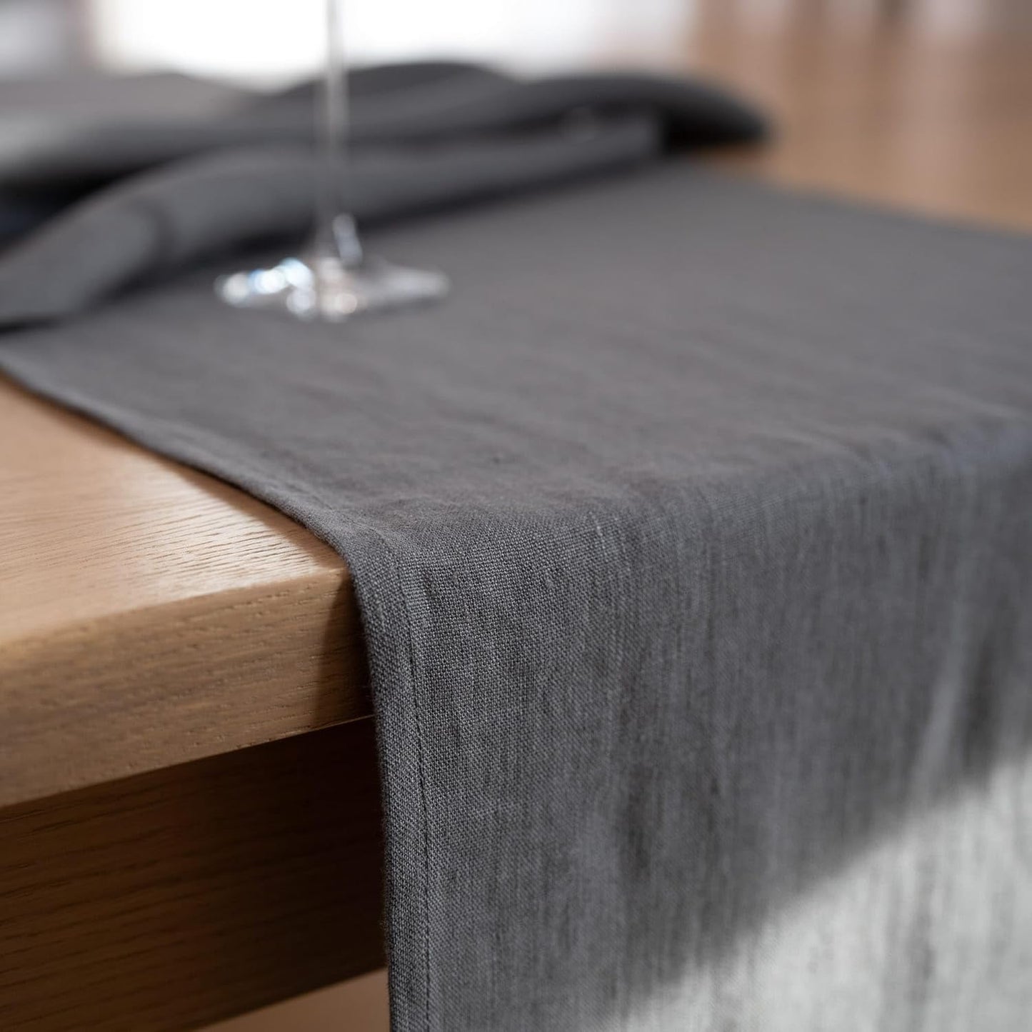 Linen Table Runner 60 inches Long - 100% Pure Linen Flax - Stonewashed European Linen Table Runner (Ash Grey, 14 x 60 Inch) - for Dining, Fall, Autumn, Thanksgiving