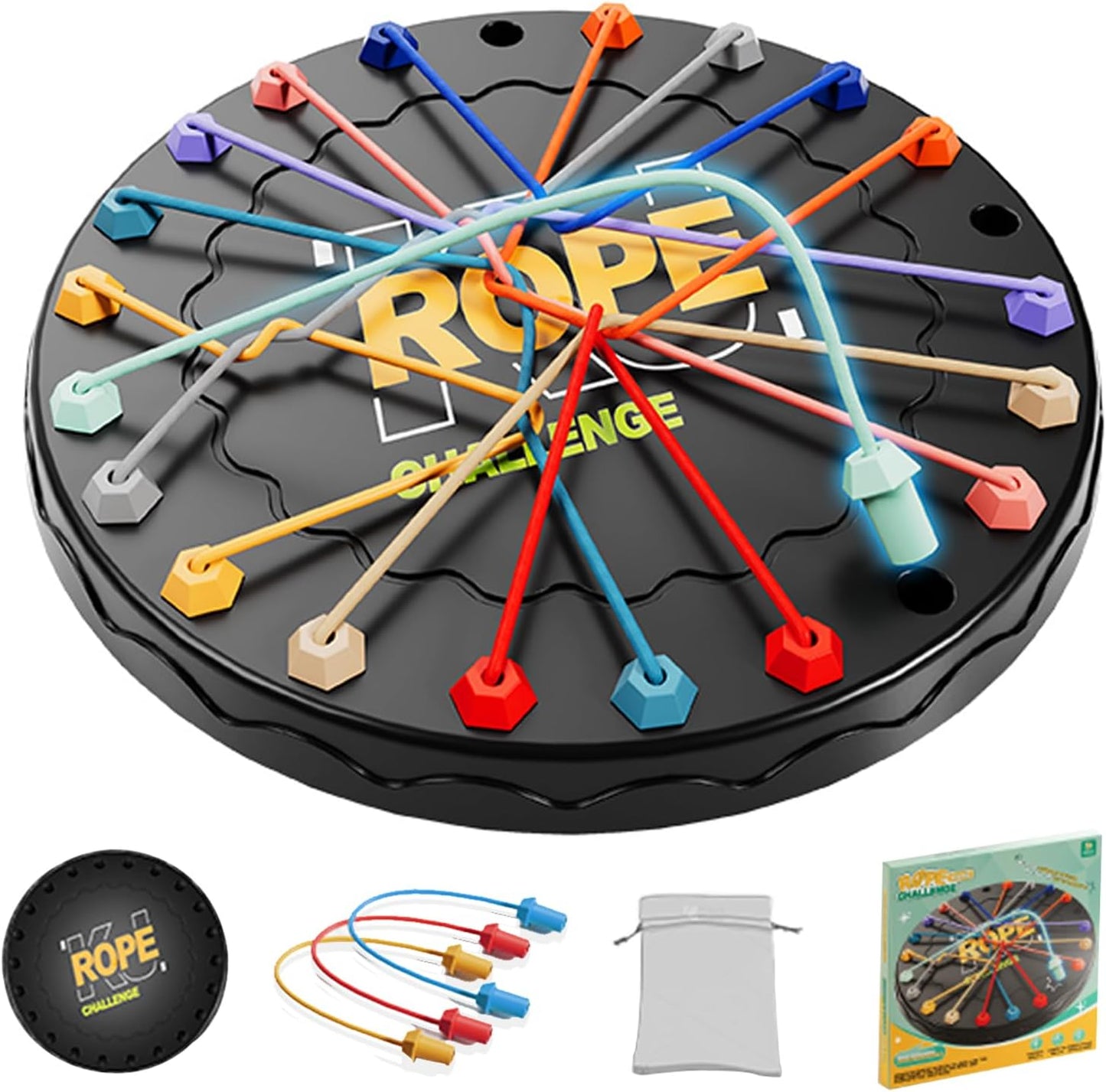 Rope Untangling Puzzle Game, Educational Strategy Board Game for Kids & Adults, Family Travel Party Games with Multi-Level Challenges, Gifts for All Ages(Manual on Box)