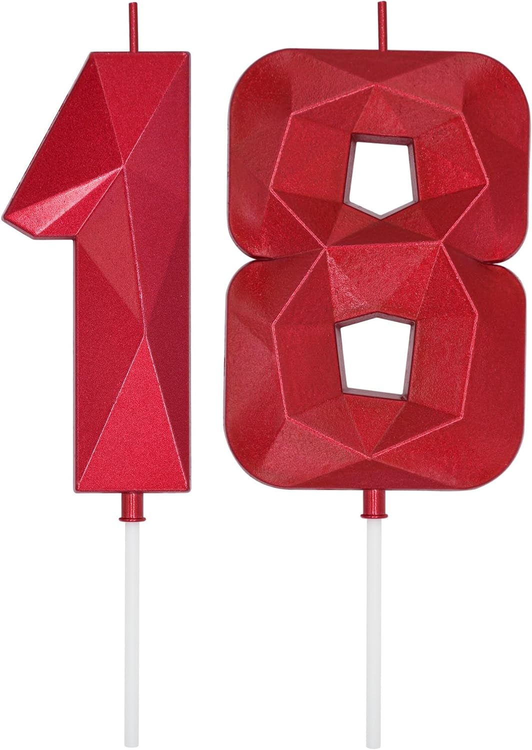 DERVENTA Large Birthday Candle Number 3D Red 3.7 inch Party Celebration Anniversary Decoration Cake Topper 1 Piece (Number 18 Red)