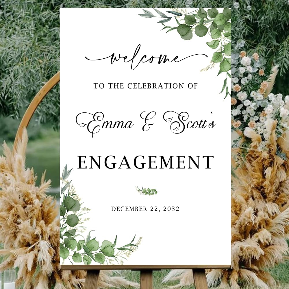 Personalized Engagement Welcome Sign – Minimalist Engagement Party Yard Sign – We’re Engaged Signs – Engagement Party Decorations for Couple - She Said Yes! (Version 10)