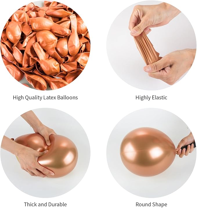 Rose Gold Balloons, 140pcs Metallic Rose Gold Balloons 18 12 10 5 Inch Different Sizes Pack Party Latex Balloons for Birthday Halloween Holiday Balloon Garland as Party Decorations