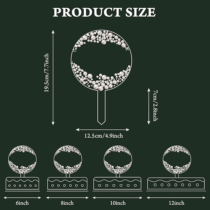 Coucoland Personalized Cake Topper - Round Acrylic Decor for Wedding Birthday with Rhinestones Pearls and Marker Pen (White)