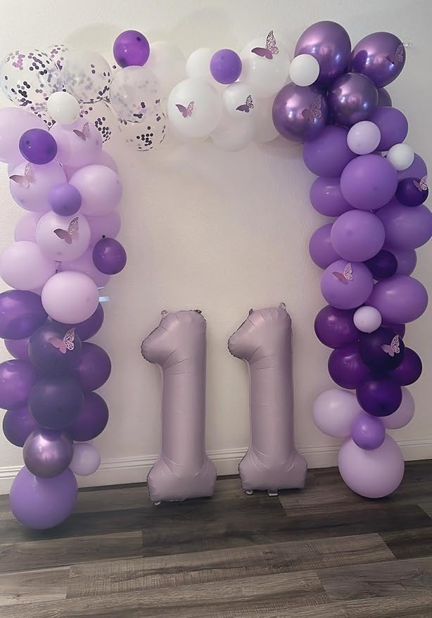 2 Numbers Balloon 40 Inch Cream Purple Two Balloon Number Birthday Decor, 2nd 12 21st Party Celebration Decorations Graduations Wedding Baby Shower