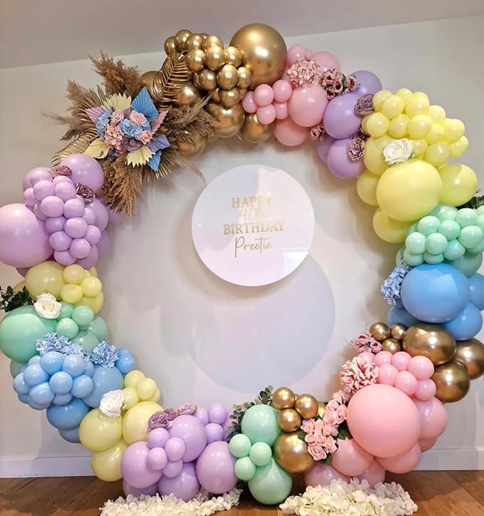 150pcs Pastel Rainbow Balloons Arch Kit, Different Sizes 18" 12" 10" 5" Pastel Latex Balloon for Girl's Baby Shower Mother's Day Unicorn Birthday Easter Gender Reveal Decorations