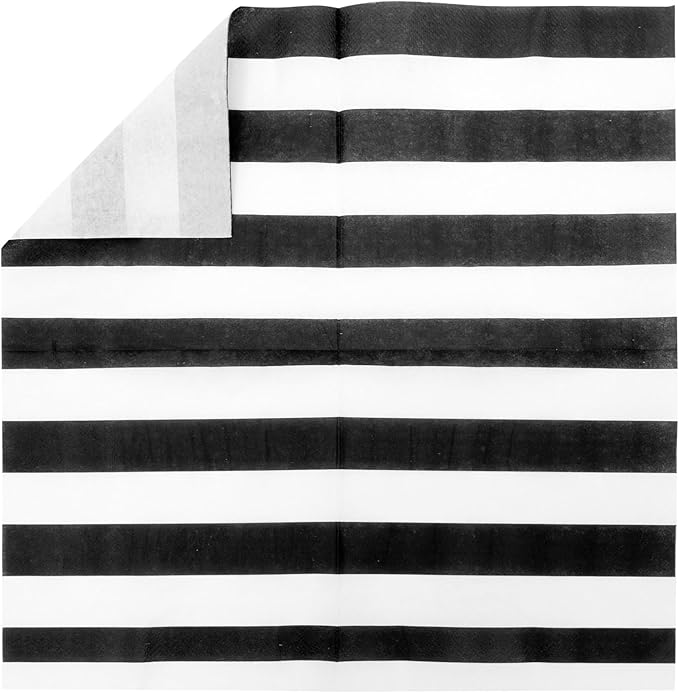 BLUE PANDA Dinner Napkins - Classic Black & White Stripe Pattern - Disposable Cocktail & Wedding Napkins - Versatile Decorative Party 2-Ply Guest Towels - 150 Count, 6.5 x 6.5 in, Black & White