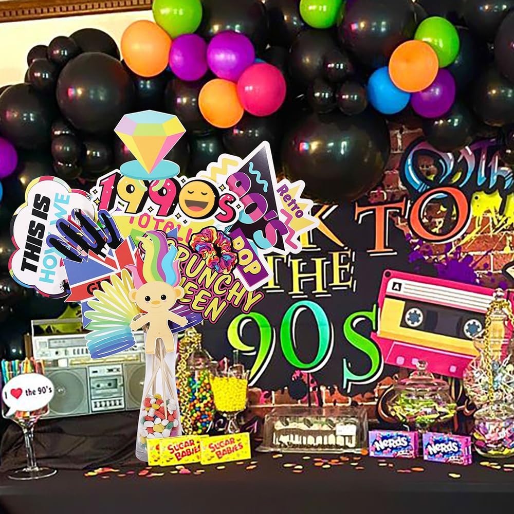 90s Photo Booth Props, 39pcs Hip Hop Photo Booth Props, Tvorvik 90s Party Decorations, Hip Hop Party Decorations, 1990s Decor, Suitable for 1990s Themed Birthday, Back to 90 Themed Birthday