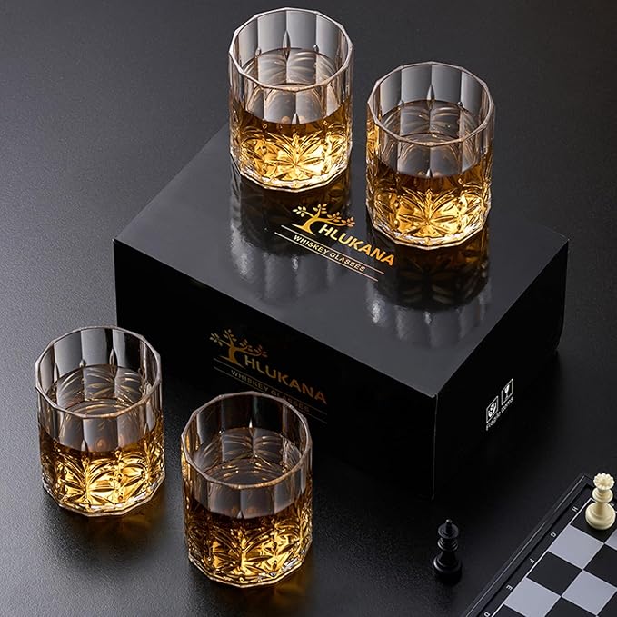 Unbreakable Plastic Whiskey Glasses Set of 6, 14 Oz Old Fashioned Glasses for Scotch Cocktail Rum Bourbon Vodka Liquor, Unique Gifts for Men, Reusable, Clear, BPA-free, Dishwasher Safe