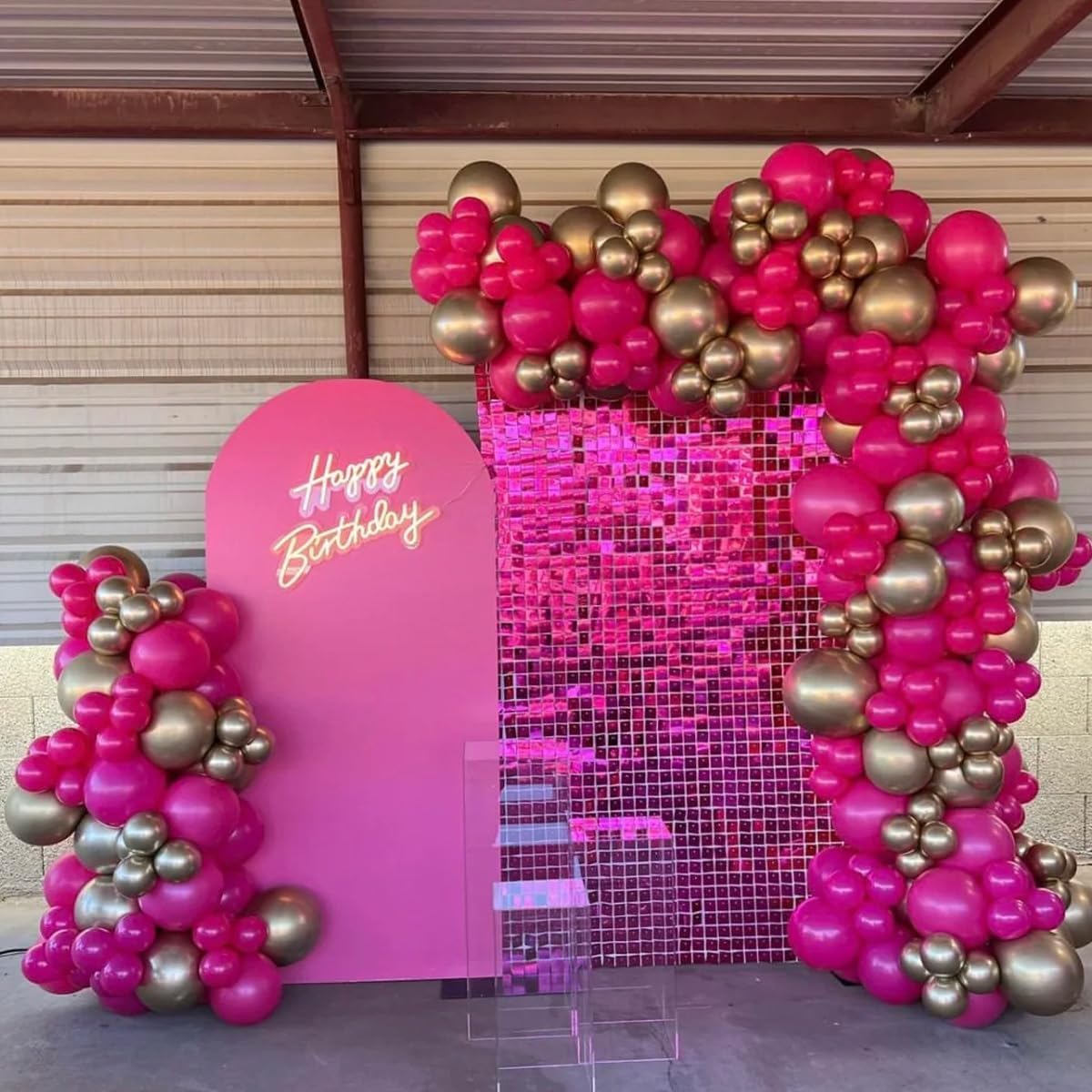 Hot Pink Black Rose Gold Balloon Arch Garland Kit, 146 Pcs Rose Red Tender Pink Black Confetti Rose Gold Balloons for Graduation Birthday Party Baby Shower Wedding Decorations