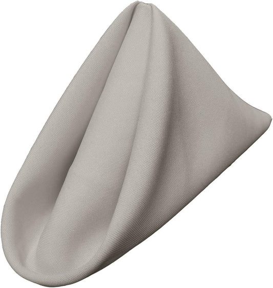 LA Linen 4-Pack Poly Blend Napkins - Soft, Washable, Stain and Wrinkle Resistant - Dinner and Party Napkins - 18x18 - Gray Light