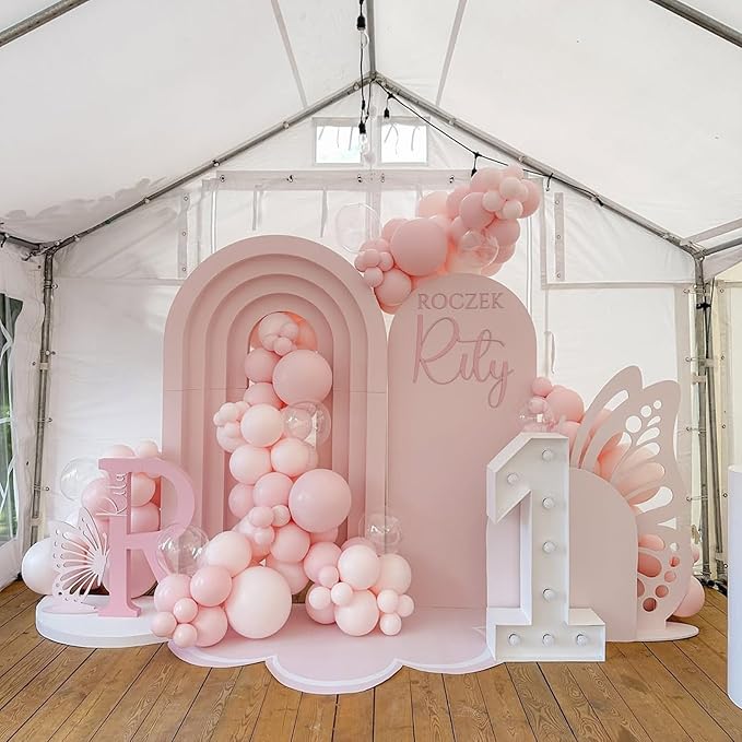 Pink and White Balloons Arch Kit,130pcs Light Pink Balloons Different Sizes White Latex Balloons for Wedding,Baby Shower,Gender Reveal,Birthday,Valentine's Day Decorations