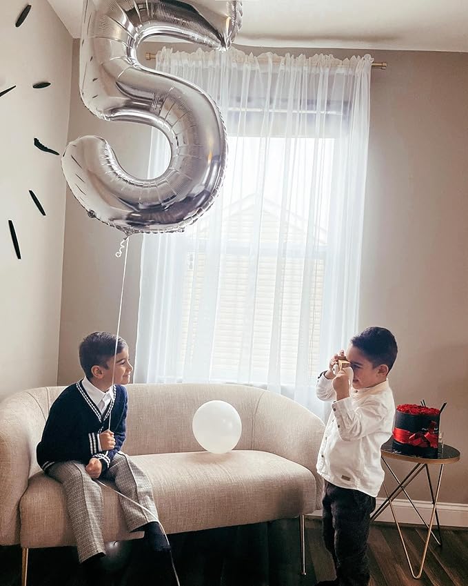 Silver Number 17 Balloon 40 inch, 17 Number Balloons, 17th Silver Birthday Decorations for Girls Boys Kids, 17 Year Old Silver Party Supplies