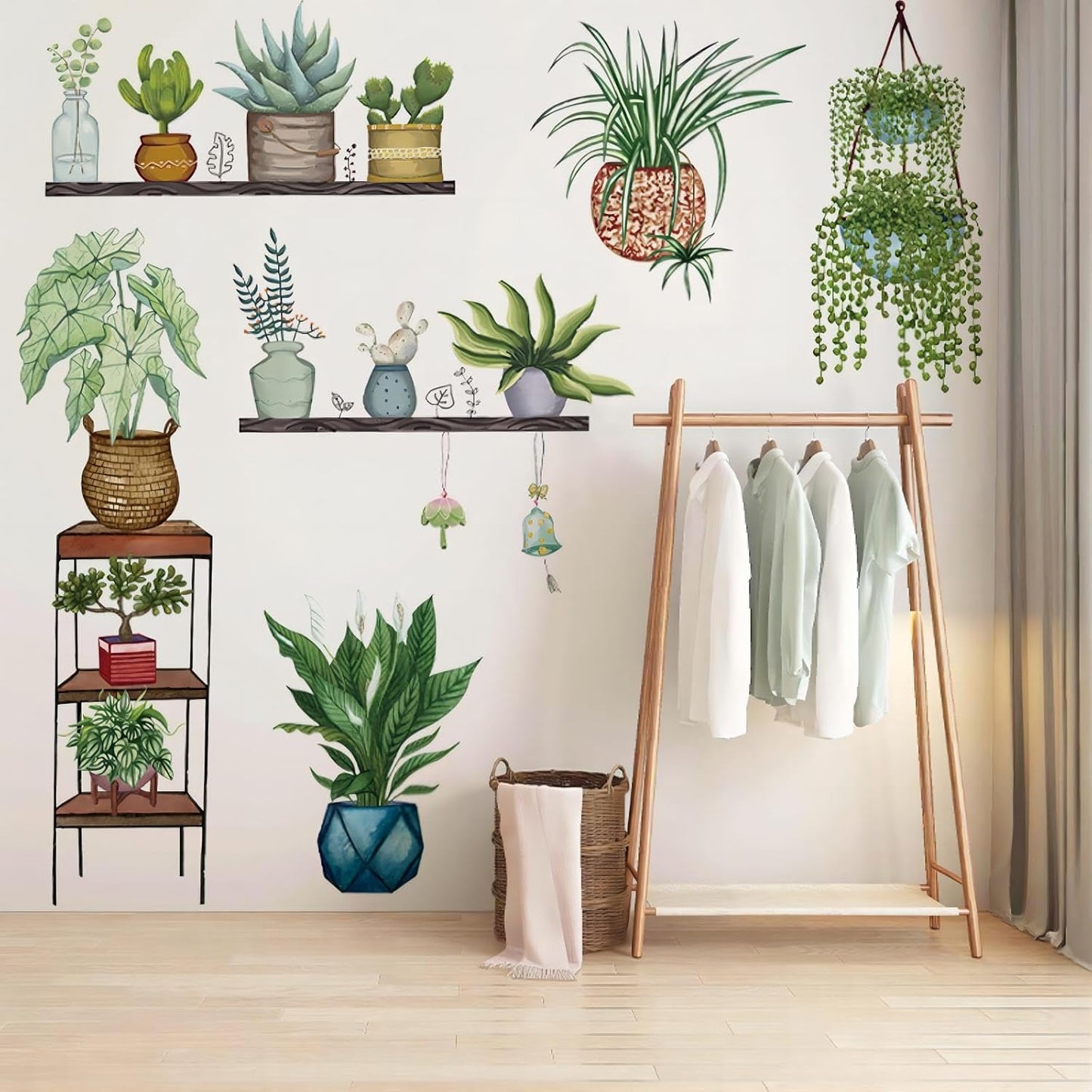 Plant Wall Decals Peel and Stick Stickers & Murals for Bedroom, Living Room, Bathroom, Kitchen - Boho Decorative Art Decor
