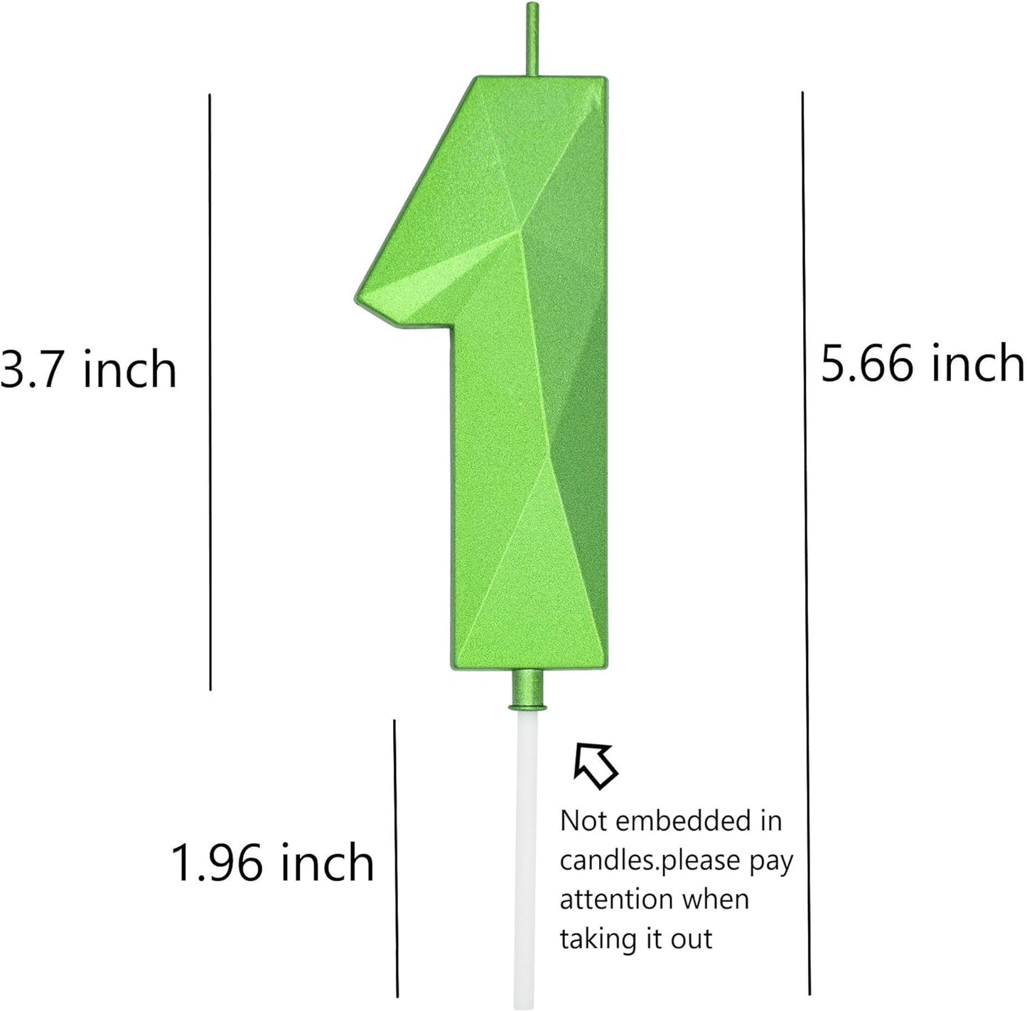 DERVENTA Large Birthday Candle Number 3D Green 3.7 inch Party Celebration Anniversary Decoration Cake Topper 1 Piece (Number 1 Green)