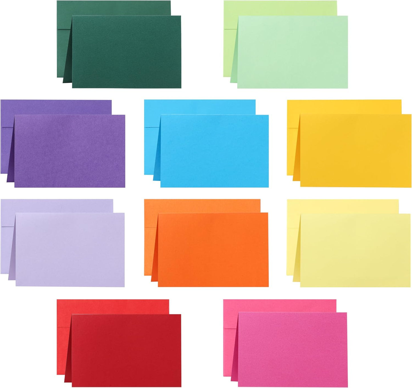 10 Assorted Colors Blank Note Cards and Envelopes 4 x 6 Heavyweight Folded Cardstock and A4 Envelopes Self Seal 20 Packs for Birthday, Invitations, Wedding, DIY Greeting Cards, Party