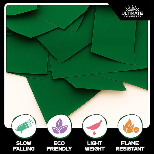 Ultimate Confetti, Dark Green Biodegradable Confetti - Rectangular Flame-Resistant Tissue Paper Confetti for Cannon and Launcher use – Best for Gender Reveal, Parties, and Concerts - 20 lb, 320 oz