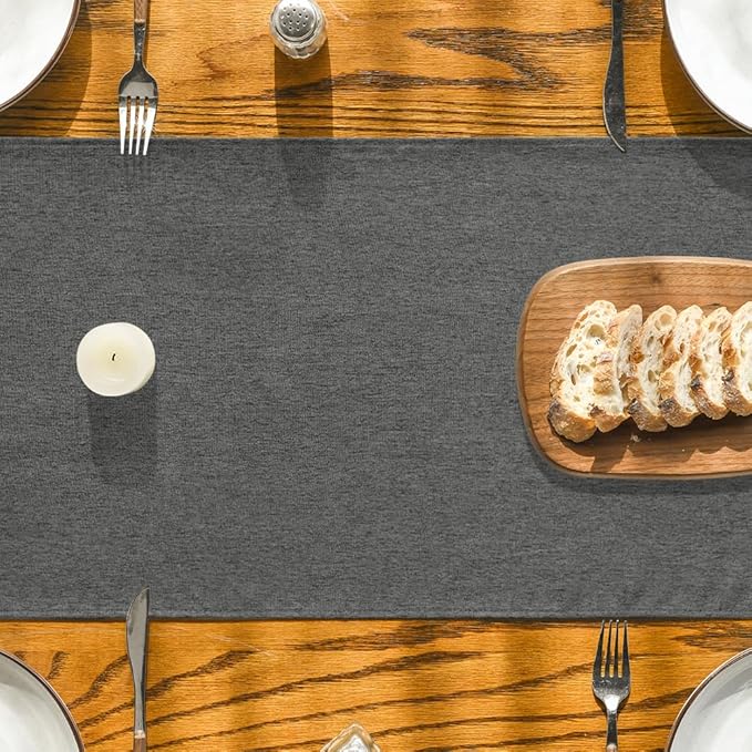 Artoid Mode Grey Table Runner, Seasonal Washable Kitchen Dining Table Decoration for Home Party Decor 13x108 Inch
