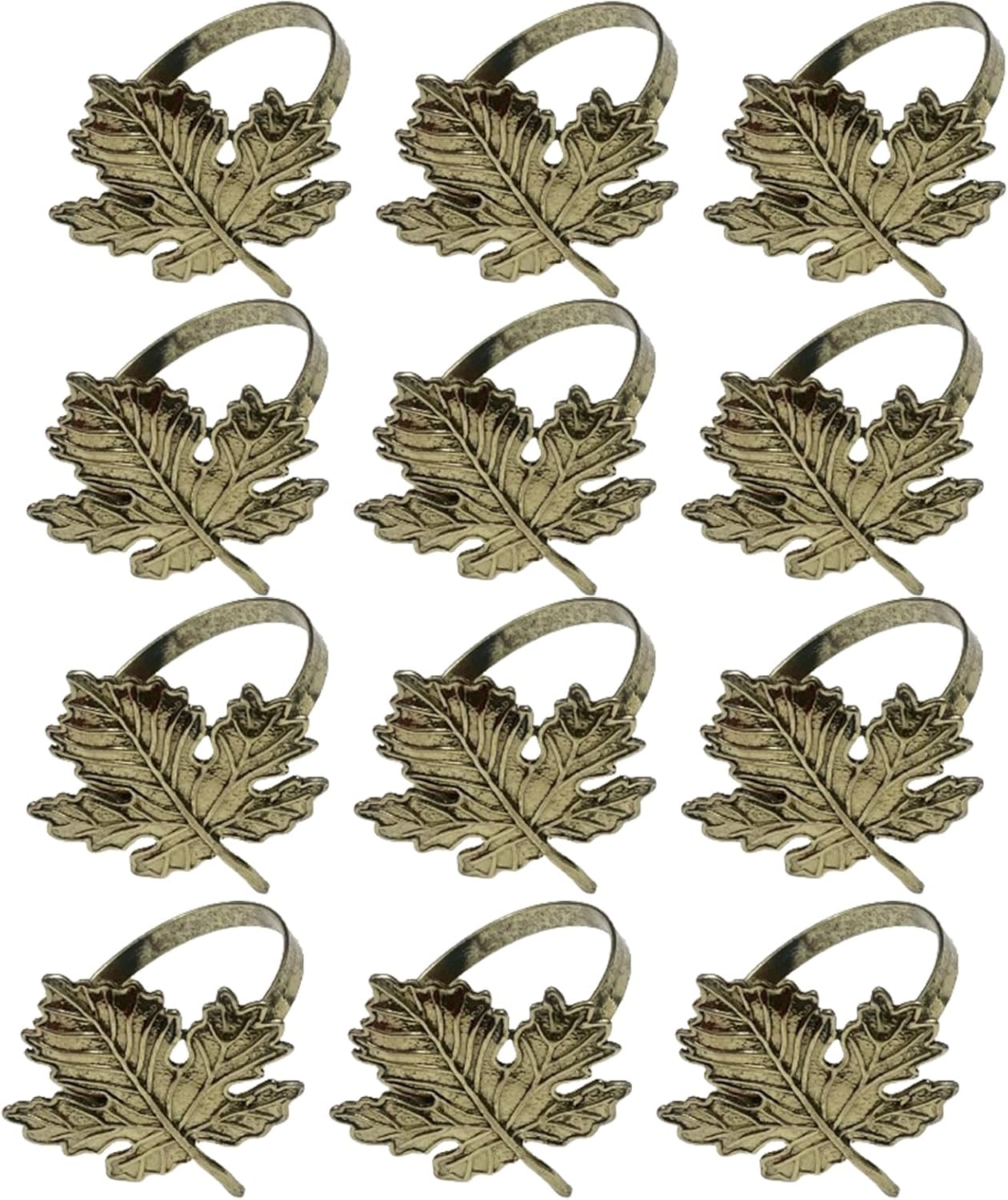 12Pcs Maple Leaves Napkin Ring, Fall Metal Napkin Ring Holder Maple Leaves Serviette Buckle Holder Autumn Leaf Napkin Buckle for Harvest Season Thanksgiving Fall Decoration