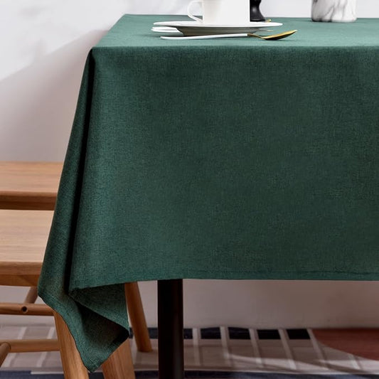 BALCONY & FALCON Table Cloth – Waterproof, Wrinkle Resistant & Washable Large Rectangle Tablecloth and Table Cover for Dining Room, Kitchen, Outdoor, Party & Birthday Use (Hunter Green, 91" x 132")