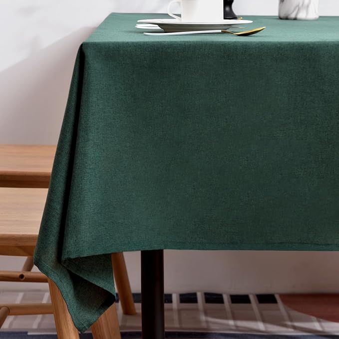 BALCONY & FALCON Table Cloth – Waterproof, Wrinkle Resistant & Washable Rectangle Tablecloth and Table Cover for Dining Room, Kitchen, Outdoor, Party & Birthday Use (Hunter Green, 57" x 85")