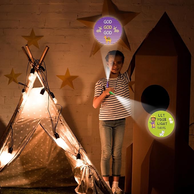 Tuanse 96 Pcs Christmas Christian Finger Lights Gifts Bulk Christian Bible Jesus Church Finger Flashlights Glow in the Dark Religious Inspirational Party Favors for Kids Christmas Easter Gifts