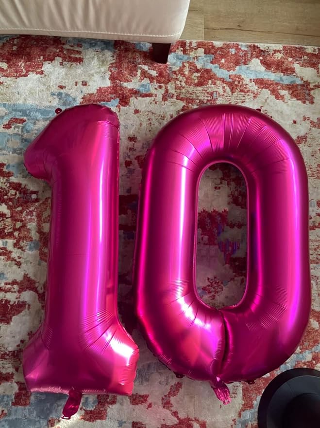 Number 0 Balloons 40 Inch Rose Purple Number Balloons for 10 20 30 40 50 60 70 80 90 100 Numbers Balloon Birthday Decorations Wedding Event Baby Shower