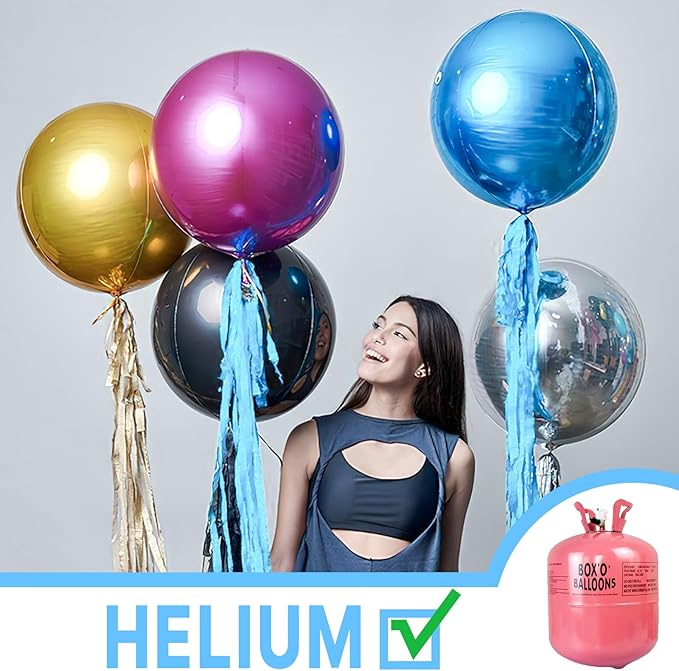 PartyWoo Light Blue Foil Balloons 6pcs 22 Inch Large Round Foil Big Giant 4D Jumbo Inflatable Mirror Ball Mylar Balloons for Graduation Men Birthday Baby Shower Gender Reveal Party Decorations