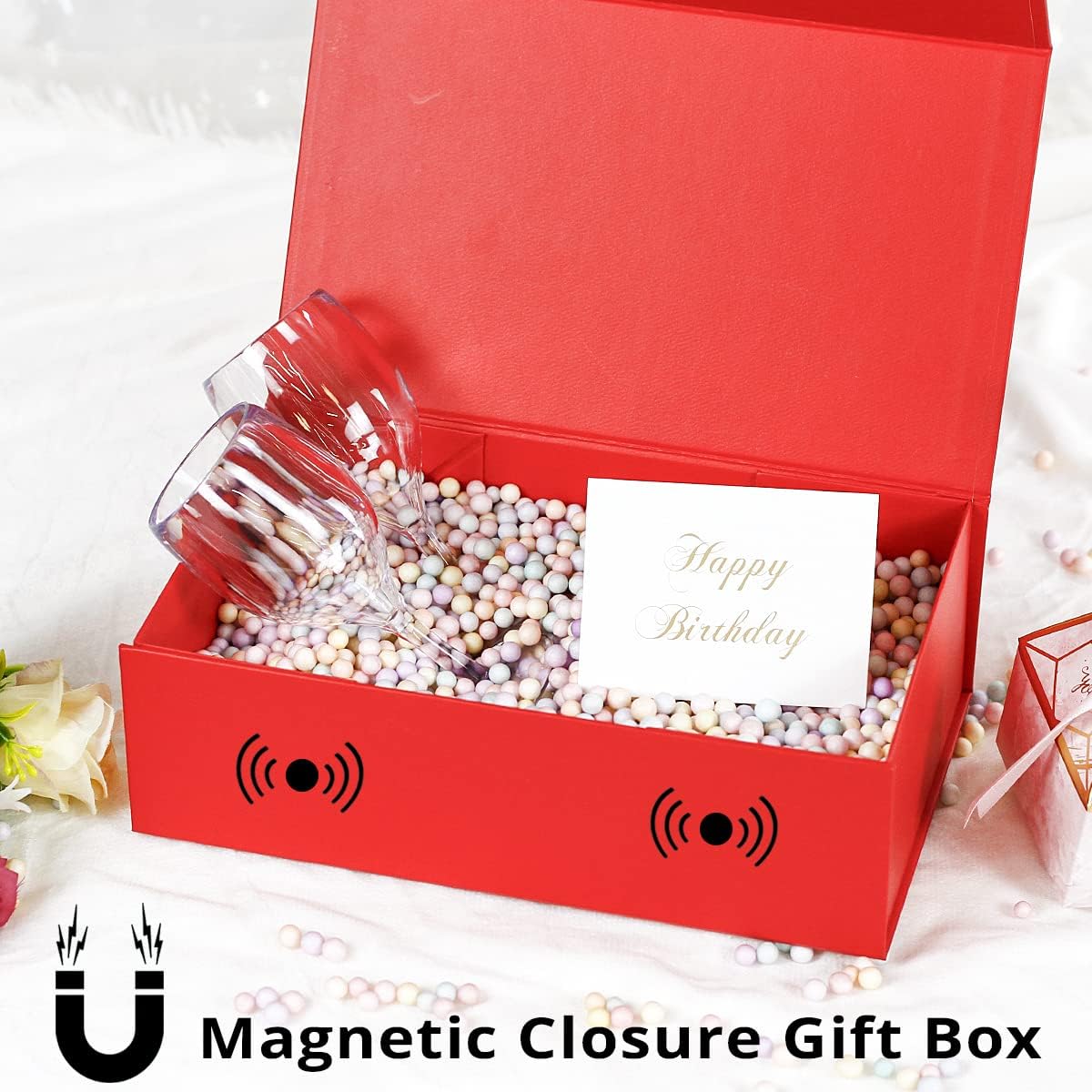 Gift Box 12" x 6" x 4",Large Gift Box with Lid, Red Boxes for Presents,Birthday,Valentine's Day,Mother's Day,Christmas,Anniversary,Luxury for Gift Packaging