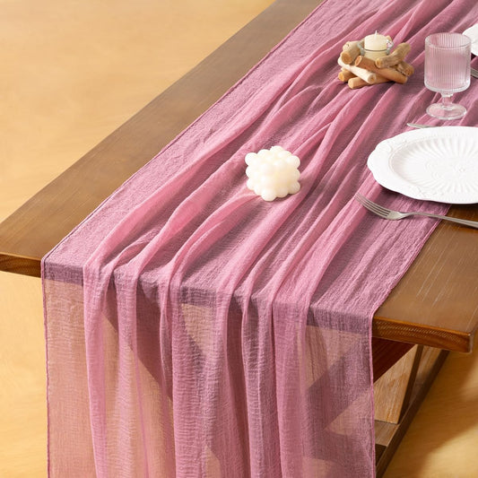 Socomi Cheesecloth Table Runner Mauve Fall Thanksgiving Gauze 120 Inch Rustic Boho Cheese Cloth Runner for Wedding Party Baby Bridal Shower Centerpiece Decoration Holiday Home Decorations
