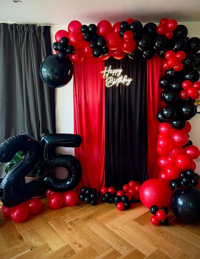 Red and Black Latex Balloons, 50Pcs 12inch Black Red White Party Balloons for Birthday,Wedding,Casino Party, Race Car Party,Valentine's Day Party Events Decorations