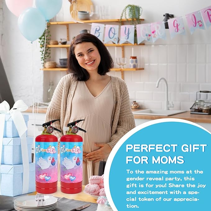 Gender Reveal Fire Extinguisher, 2 Pack Boy Gender Reveal Ideas Party Decor, Biodegragable Gender Reveal Party Supllies (Extra Large)