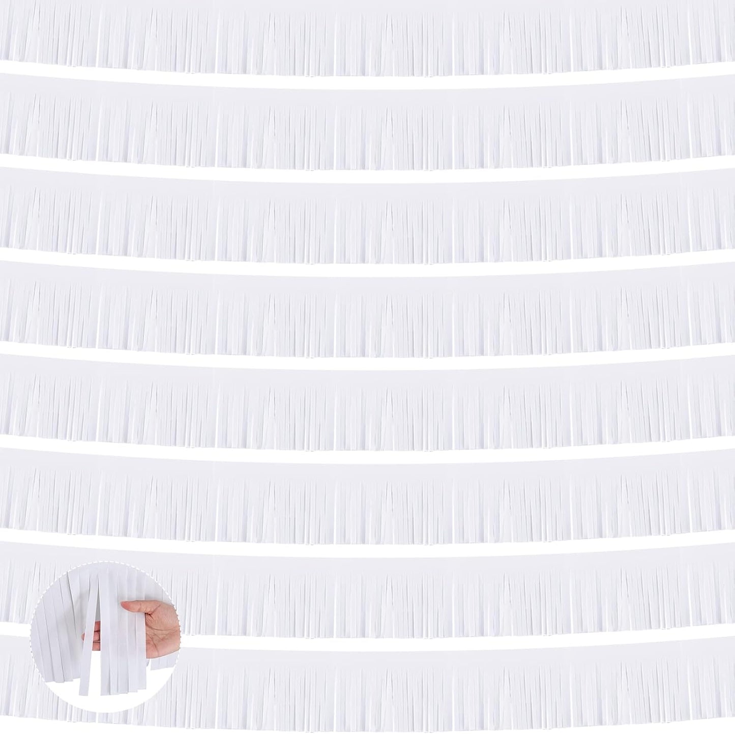 Taiyin 12 Pack 120 Feet White Fringe Garland Tissue Paper Fringe Tassel Party Garland Wall Hanging Banner Backdrop Streamers for Wedding Birthday Autumn Thanksgiving