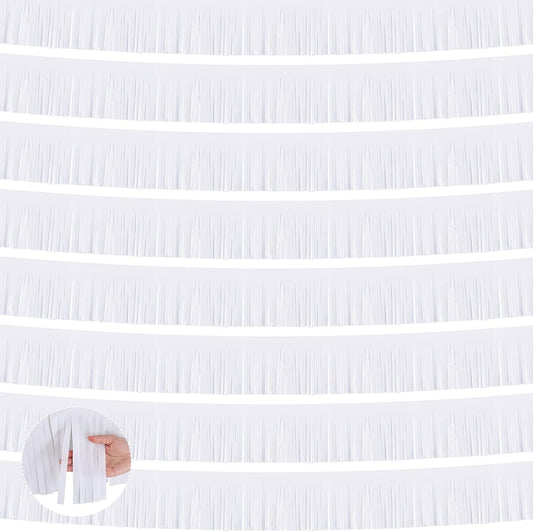 Taiyin 12 Pack 120 Feet White Fringe Garland Tissue Paper Fringe Tassel Party Garland Wall Hanging Banner Backdrop Streamers for Wedding Birthday Autumn Thanksgiving