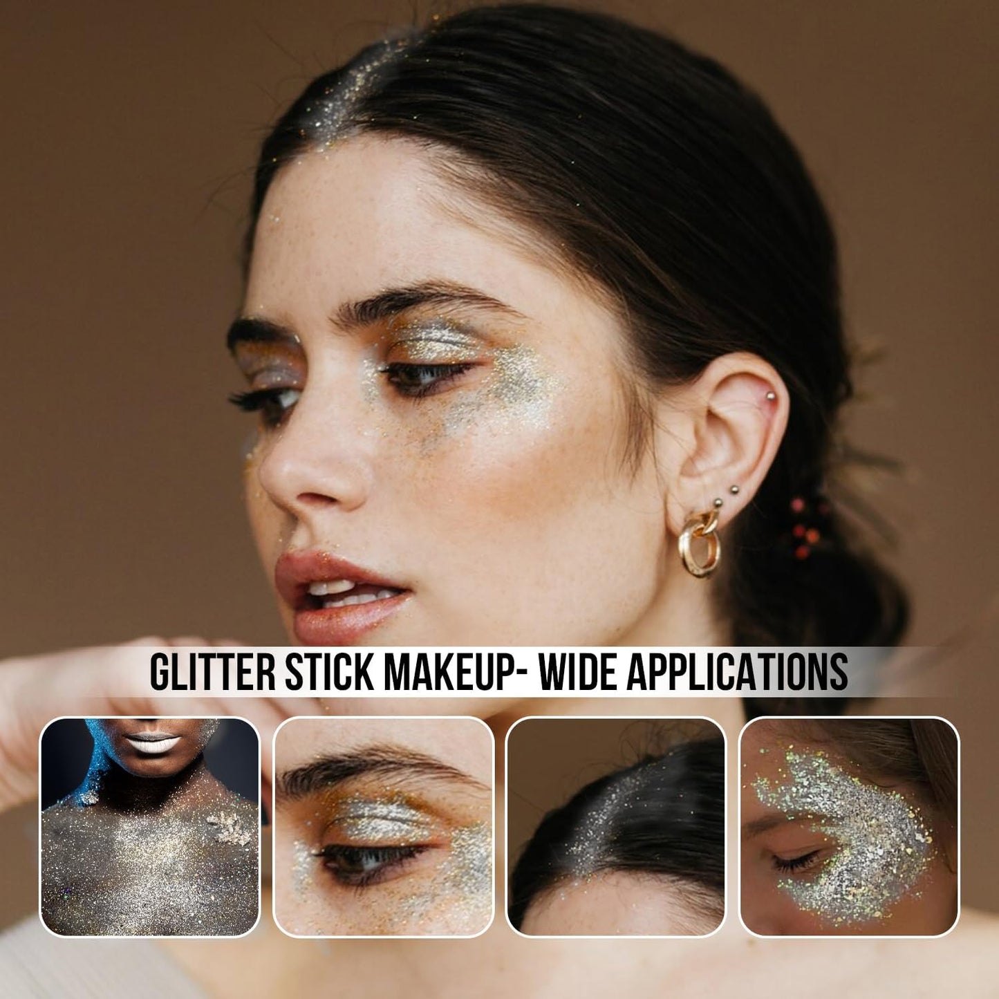Brzeaf Waterproof Mermaid Glitter Stick, Shimmery& Long Lasting, Hair Eyeshadow Face Body Glitter, Singer Concert Music Rave Festival, Glitter Stick Makeup for Women Men