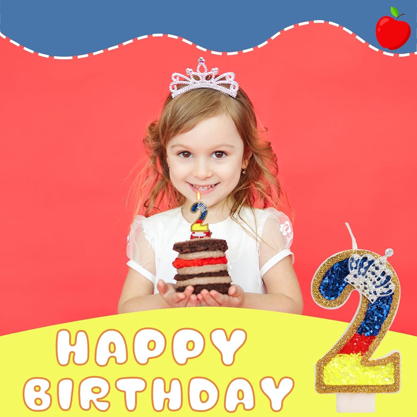 Birthday Candle for Cake, Princess Number Cake Candles, 2.76 inch Cake Topper Decoration for Birthday Party (Number 2)