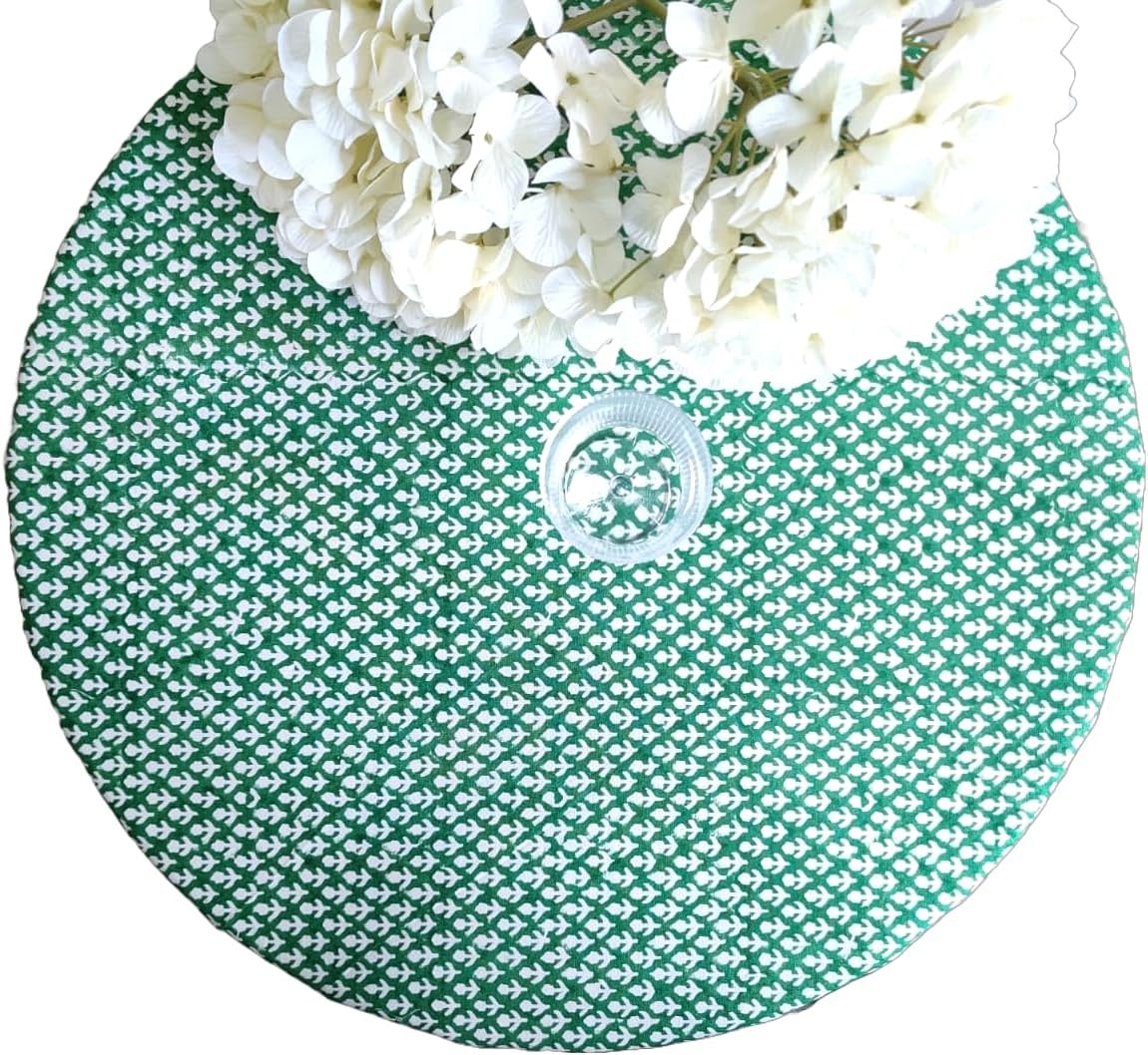 ATOSII Queen Green 100% Cotton Round Tablecloth, Handblock Print Floral Table Cloth for Kitchen Dining Linen I Parties, Weddings, Outdoors, Christmas, Thanksgiving I Fall Home Decor 60" Inches Round