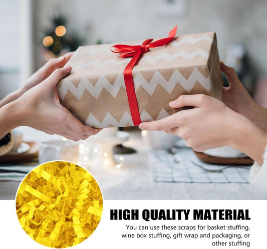 ZEBMOON 2 LB Yellow Crinkle Cut Paper Shred Filler Great for Gift Wrapping, Basket Filling, Birthday, Wedding, Halloween, Thanksgiving, Christmas Day, New Year Party Decorations Filling Supplies
