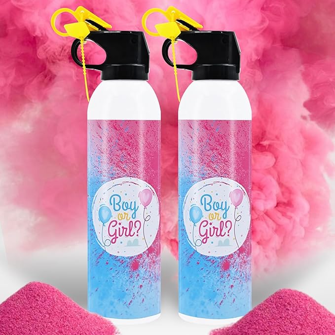 Gender Reveal Fire Extinguisher Large Pink Extinguisher Gender Reveal Smoke for Baby Shower Gender Reveal Ideas 2 Pack Pink Color Smoke Biodegradable Powder for Boy or Girl Party Decorations