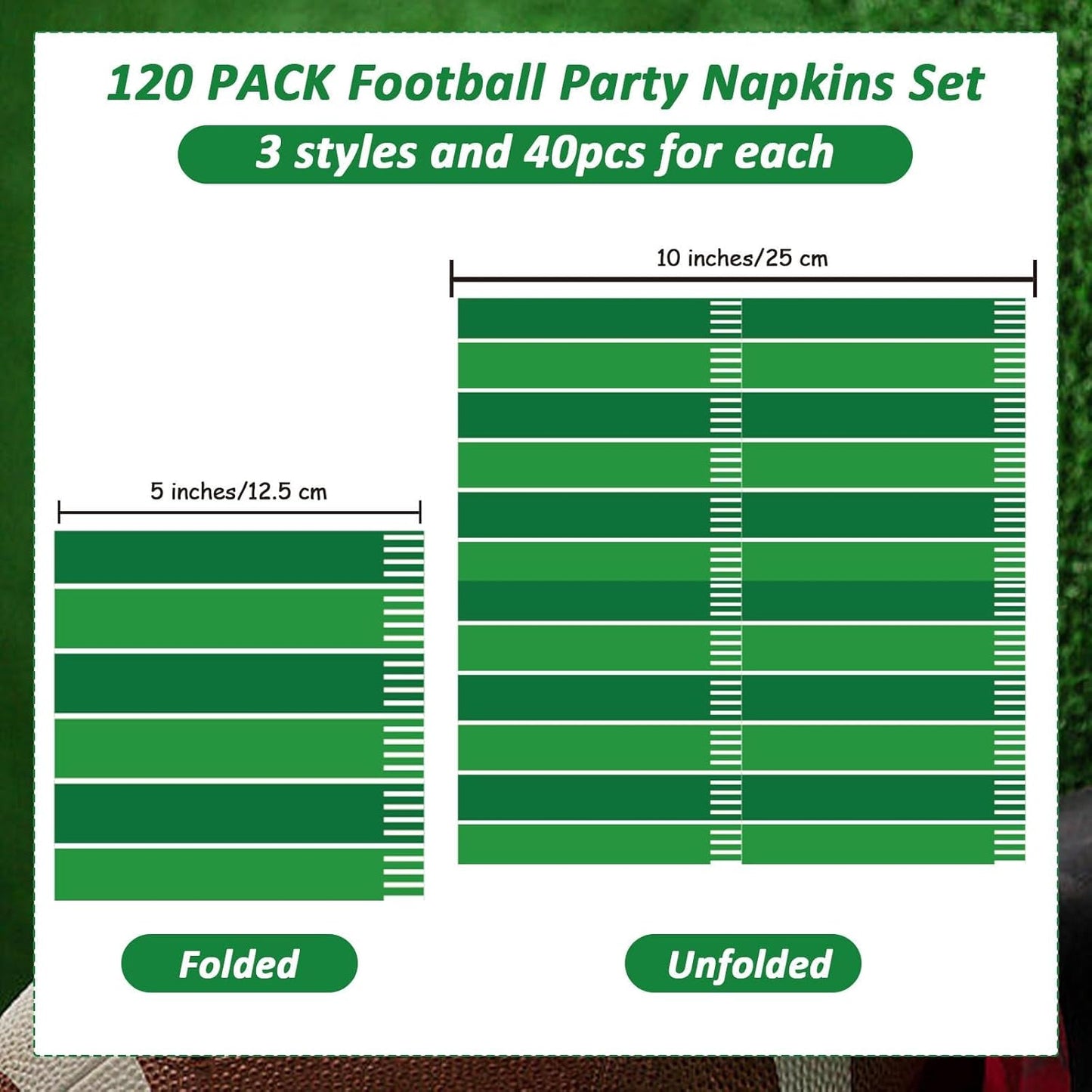Qyeahkj 120pcs Football Paper Napkins Supplies Disposable Football Birthday Napkins Set Decorations for Events Party Frenzy Game Time Tailgate Sports Party Favors, 3 Design
