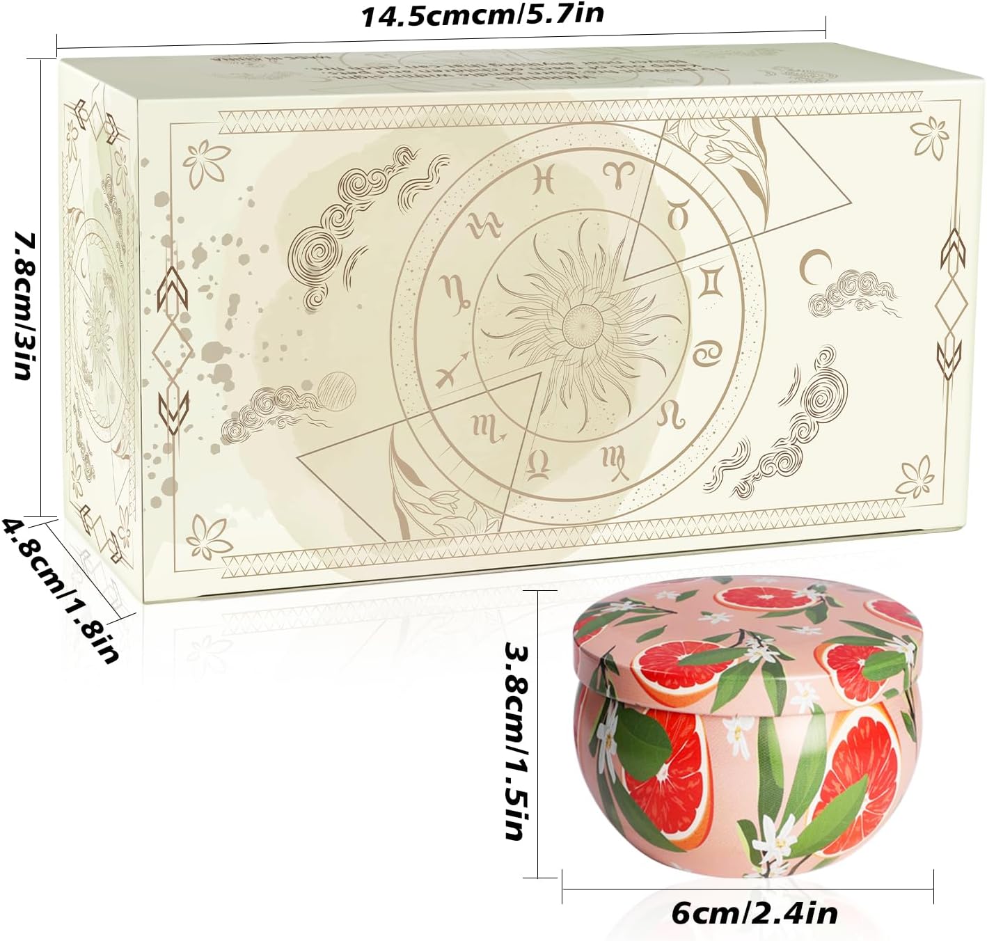 2 Pack Home Scented Candle, Grapefruit and Pine Scented Candles Ladies Gift Set, Soy Wax, Long Burning and Tin Candles, Birthday, Mother's Day, Anniversary.
