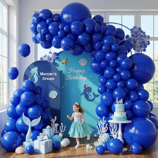 Blue Balloons Arch Kit,130pcs Royal Blue Balloon Garland,Different Sizes Blue Latex Balloons for Graduation Party,Baby Shower,Gender Reveal,Under The Sea Birthday Party Decorations