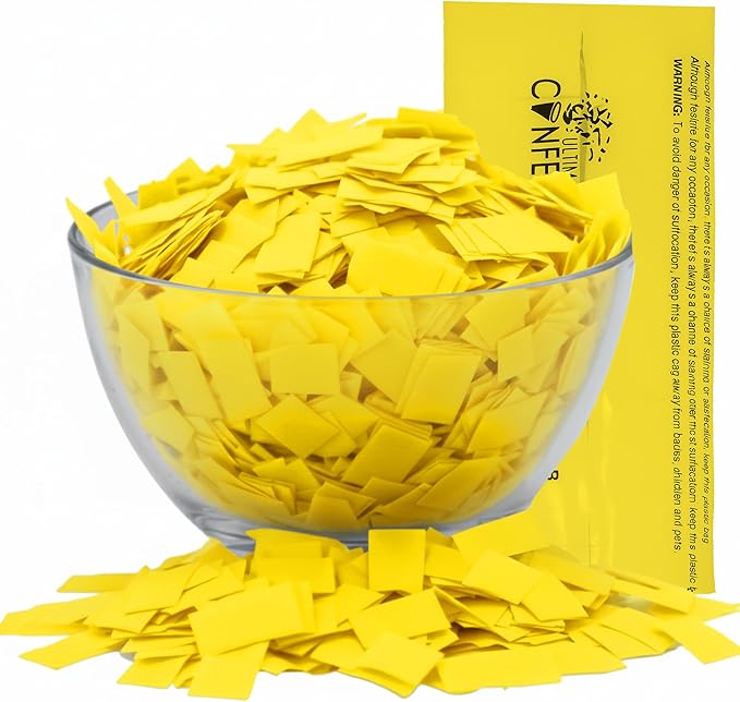 Ultimate Confetti, Biodegradable Confetii - Rectangular Yellow Fluttering Tissue Paper Confetti for Cannon and Launcher use - Best for Birthday, Wedding, Parties and Events - 1 lb, 16 oz