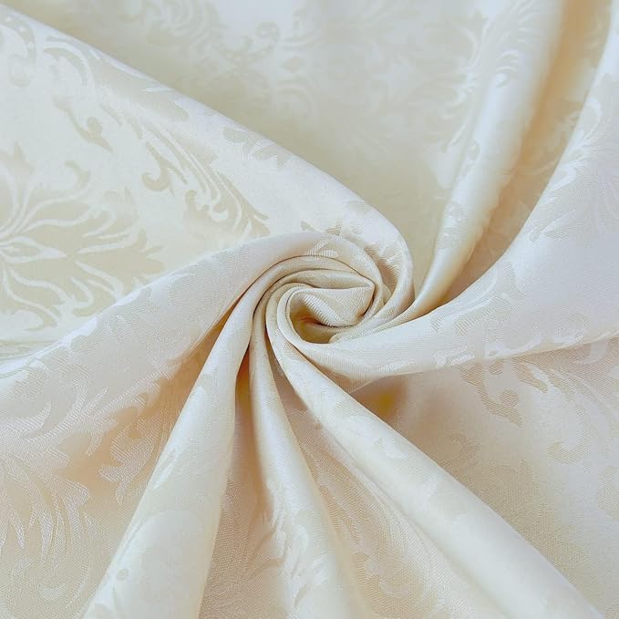 SASTYBALE Rectangle Tablecloth - 52 x 52 Inch Beige Cream Damask Table Cloth Jacquard Design Spill Proof Wrinkle Resistant Waterproof Soft Polyester Oblong Table Cover for Kitchen Parties(Ivory)
