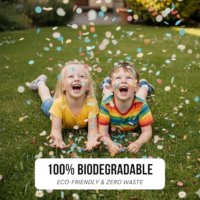 Biodegradable Rice Paper Confetti, 50 GRAMS 2 CM Round Toss Confetti, Eco Friendly, Compostable, Water Soluble Party Confetti for Weddings, Birthdays & Celebrations (Multi Color), 6500 Pcs (Rainbow)