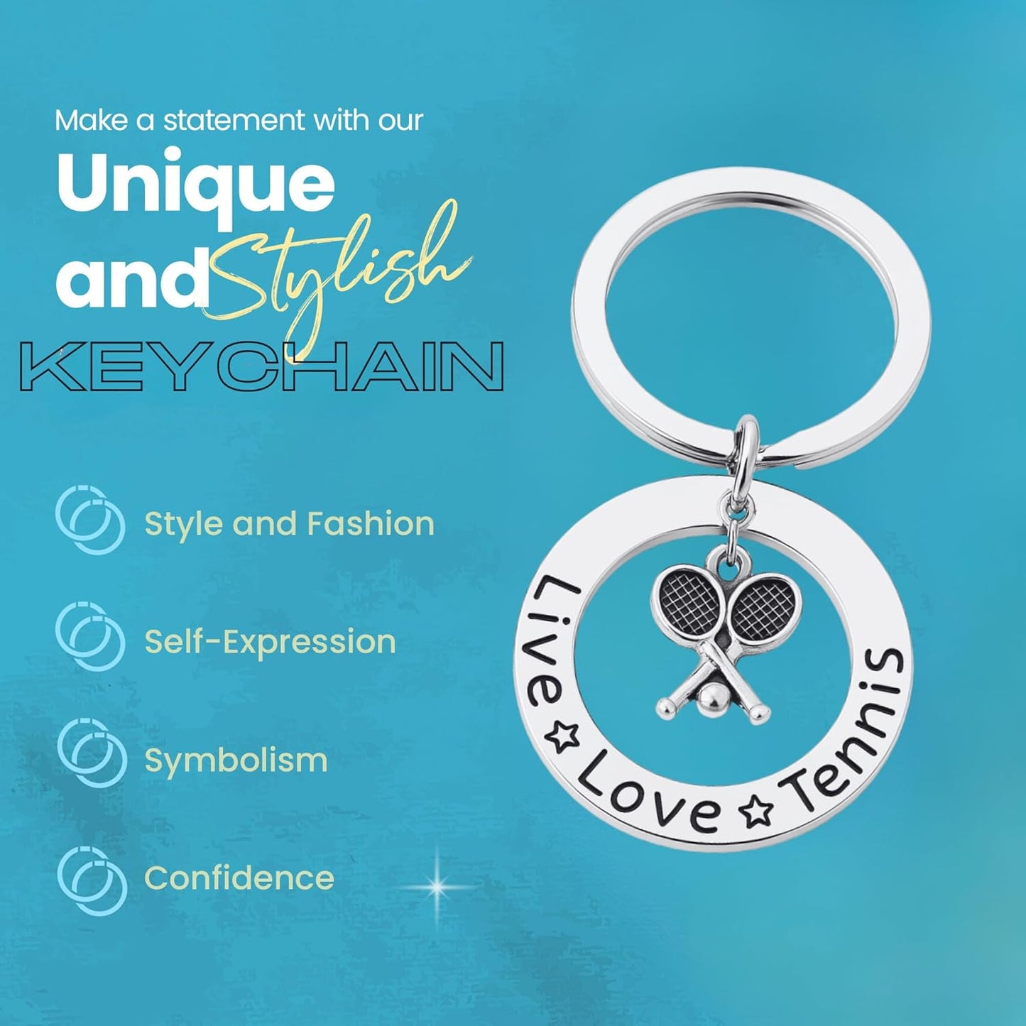 Infinity Collection Tennis Keychain, Live Love Tennis Jewelry- Girls Tennis Racket Keychain, Tennis Themed Gifts for Tennis Players, Tennis Coaches & Tennis Teams