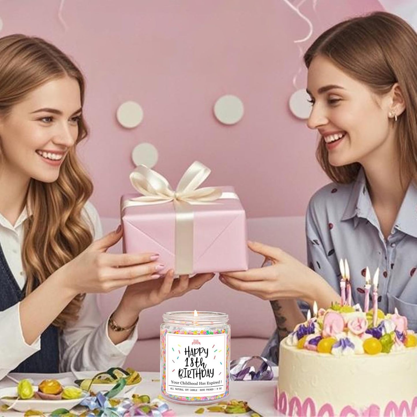 Homsolver 18th Birthday Gifts for Girls Boys, Vanilla Scent Ideas 18th Birthday Candles for Sister, Daughter, Best Friends, Handmade Aromatherapy with 50+ Hour Burn Time, Funny Birthday Decorations